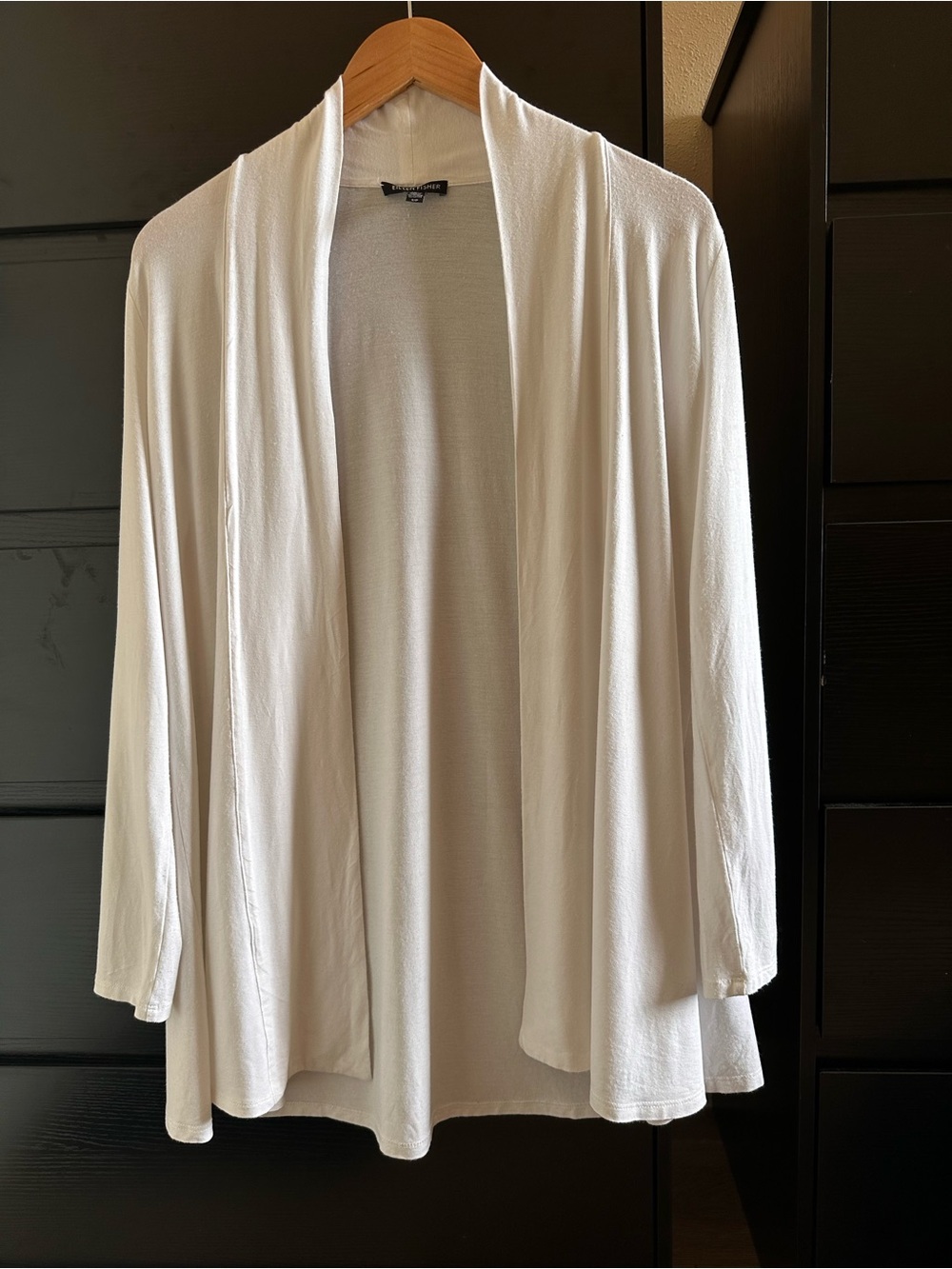 Eileen Fisher White Open-Front Long Sleeve Cardigan Tunic (Size S)